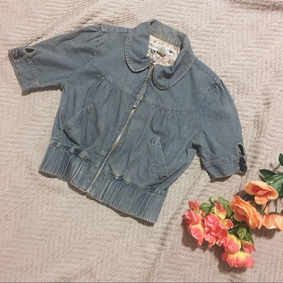 Wet Seal Jackets & Blazers - 🔮Short Sleeve Cropped Denim Jacket Early 2000s